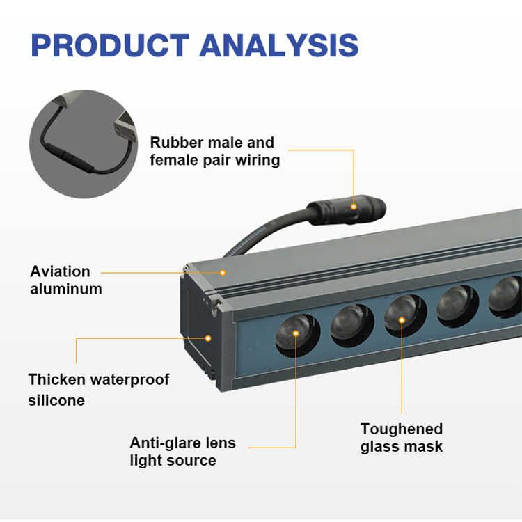 Factory Wholesale Led Wall Washer Single Color Exterior Wall Lighting Landscape 18W24W36W48W72W Park Bridge