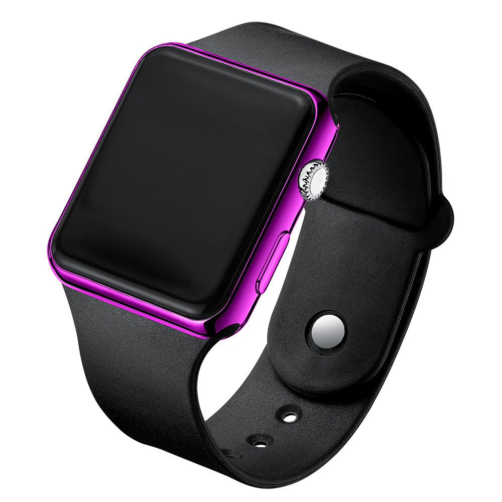 Fashionable and Simple Universal Square Led Black Watch Student Waterproof Luminous Electroplated Sunglasses Sports Digital Watch