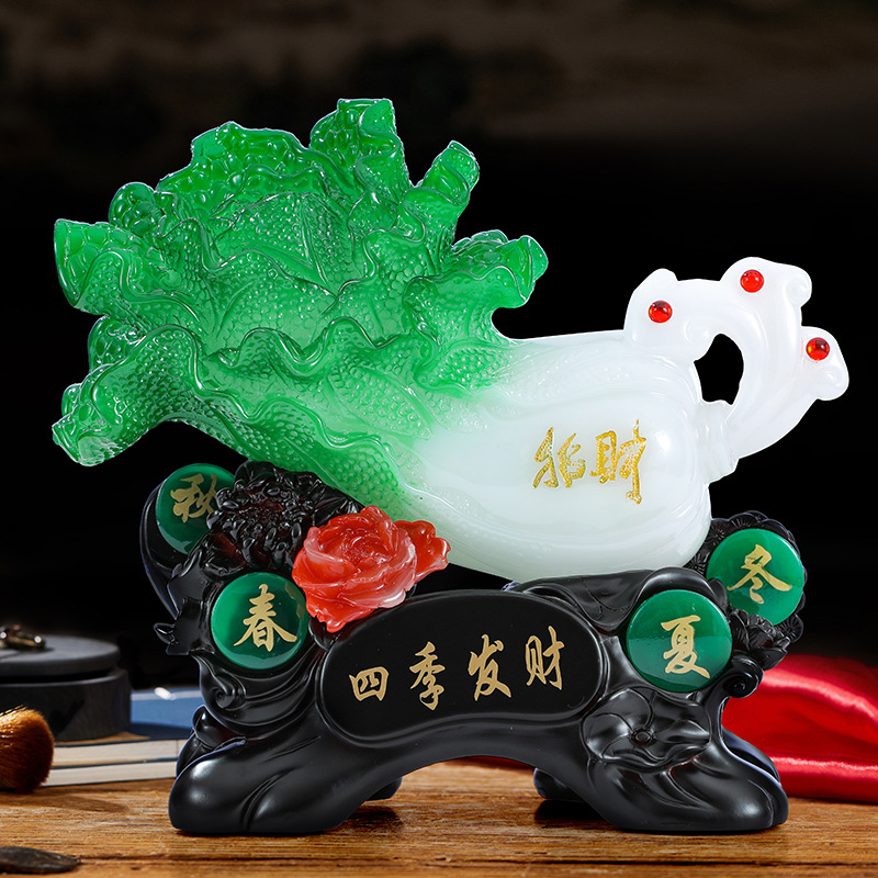 Chinese Cabbage Lucky Decoration Imitation Jade Office TV Wine Cabinet Living Room Home Decorations Housewarming Opening Gift