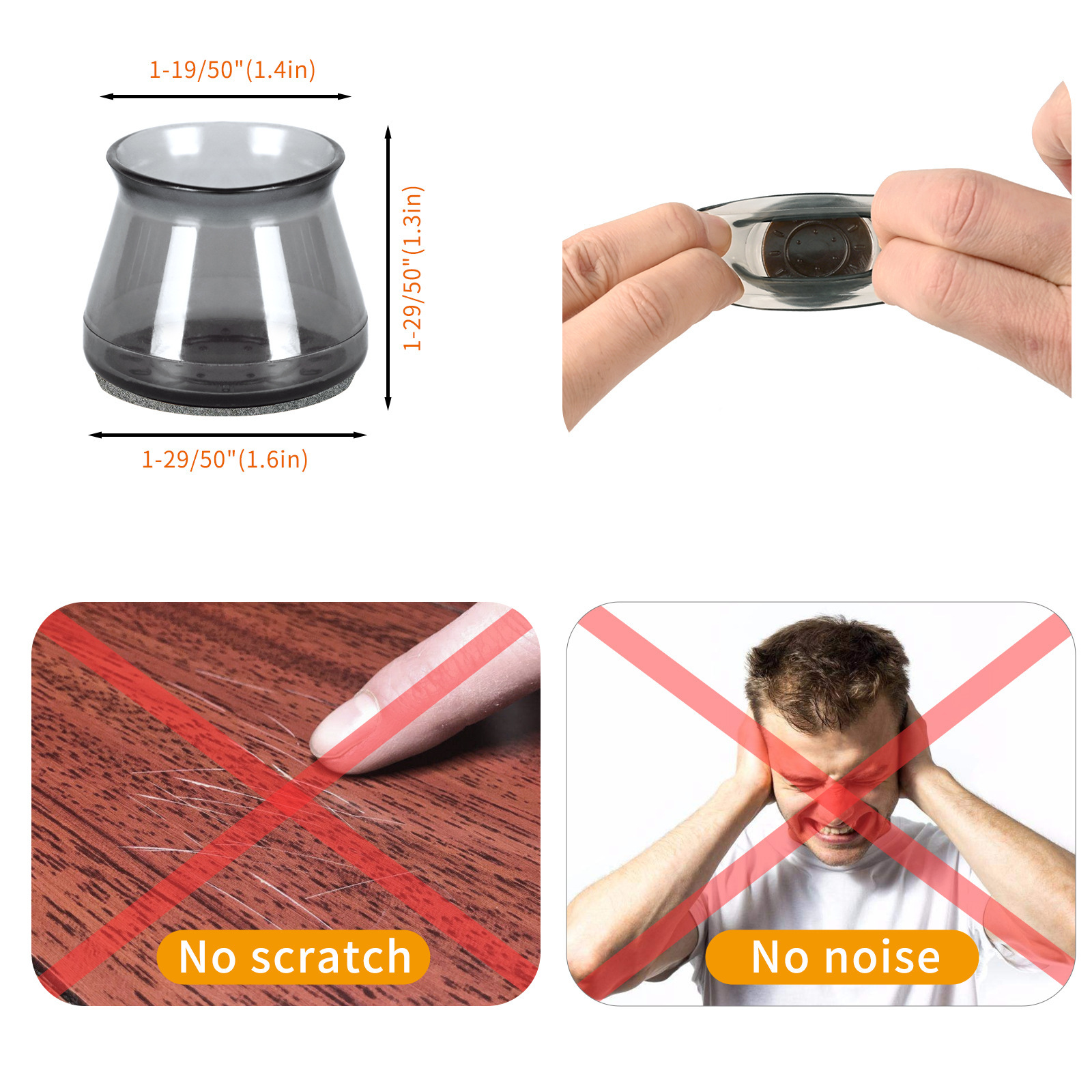 Thickened Silent Table and Chair Foot Covers with Integrated Bottom Silicone Felt Chair Foot Covers and Stool Protection Floor Table and Chair Foot Pads