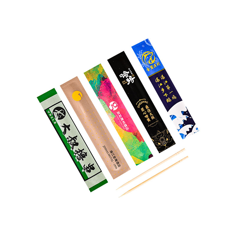 High-End Catering Brand Logo Customized Toothpicks Disposable Individually Packaged Dental Floss Kraft Paper Toothpicks