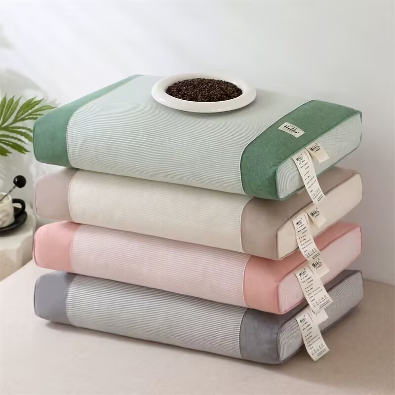 Оптовая продажа стеганых хлопковых подушек с полосками, трехмерная подушка из гречневой шелухи с различными цветами и травами, чехол для подушки с утолщением для шейного отдела