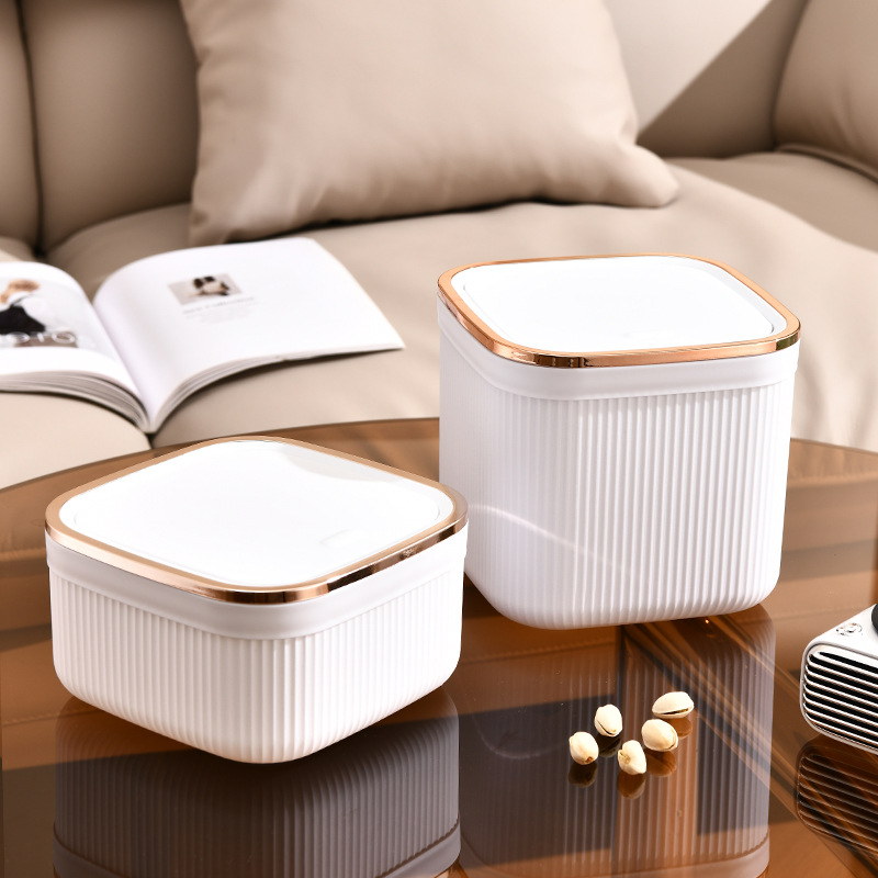 Настольная мусорная корзина с крышкой для дома Водонепроницаемая мусорная корзина с крышкой для хранения мелочей