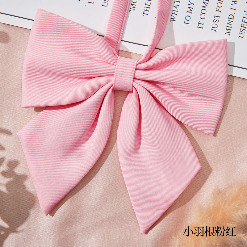 Jk Uniform S Feather Pure Color Bevel Student Bows Suit Sailor Suit Sweater Accessories Pink