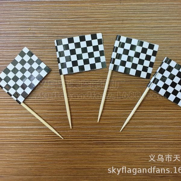 Black and white lattice toothpick flag spot F1 racing flag black and white lattice toothpick flag hamburger fruit flag racing toothpick flag