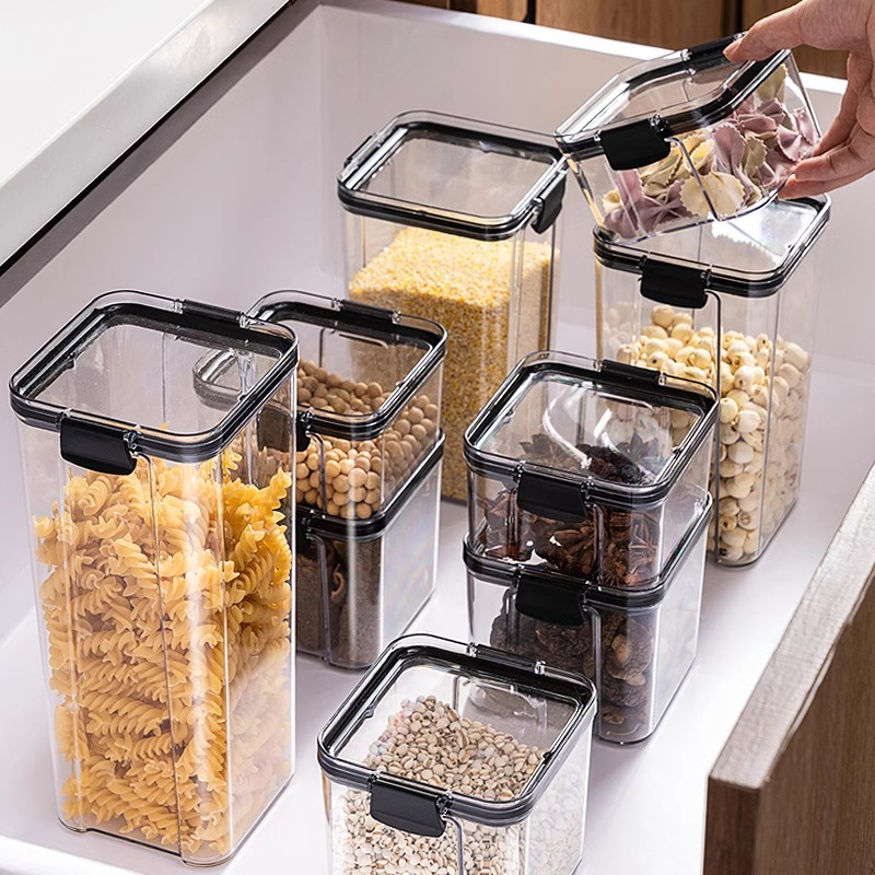 Kitchen Grain Sealed Jar Food Grade Plastic Storage Jar with Lid Spice Dry Tea Storage Box