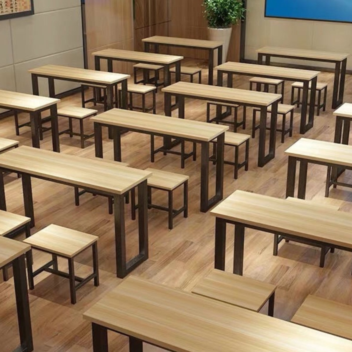 Training Table Manufacturer Direct Sales Long Table Single and Double Desks and Chairs for Primary and Secondary School Students Cram School Tutoring Training Class Desks