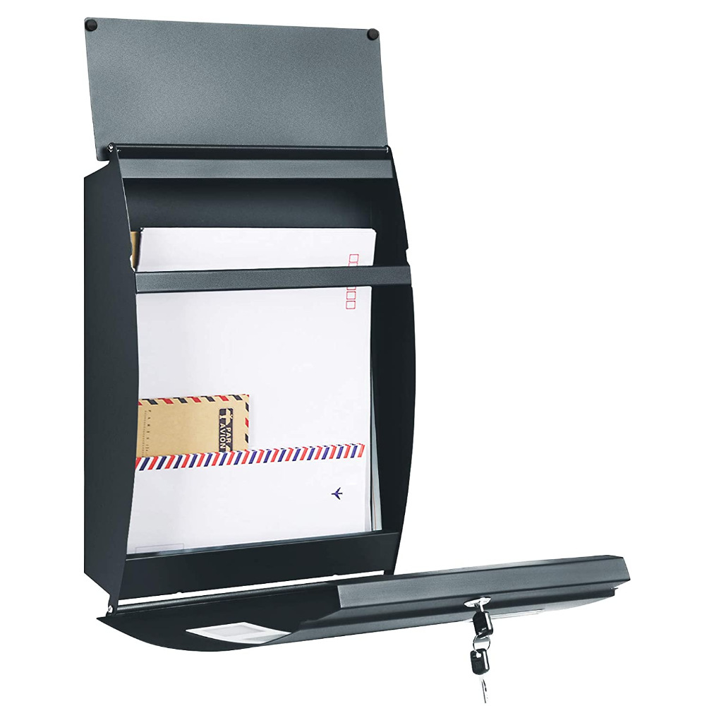 Outdoor Cross-border Wall-mounted Lockable Galvanized Sheet Post Office Box with Observation Window Easy-to-install Storage Letter and Newspaper Box