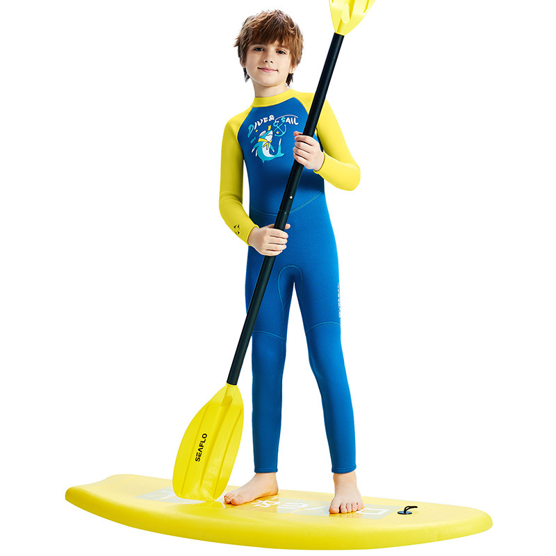 Children's Wetsuit 2.5mm Boys' One-Piece Swimsuit Long-Sleeved Cold-Proof Wetsuit Warm Snorkeling Surfing Wetsuit