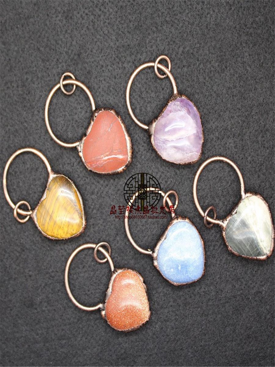 Foreign Trade Jewelry Supply, Personalized Retro Crystal Peach Heart Pendant, Gold Sandstone Necklace, Independent Station Jewelry Sweater Chain