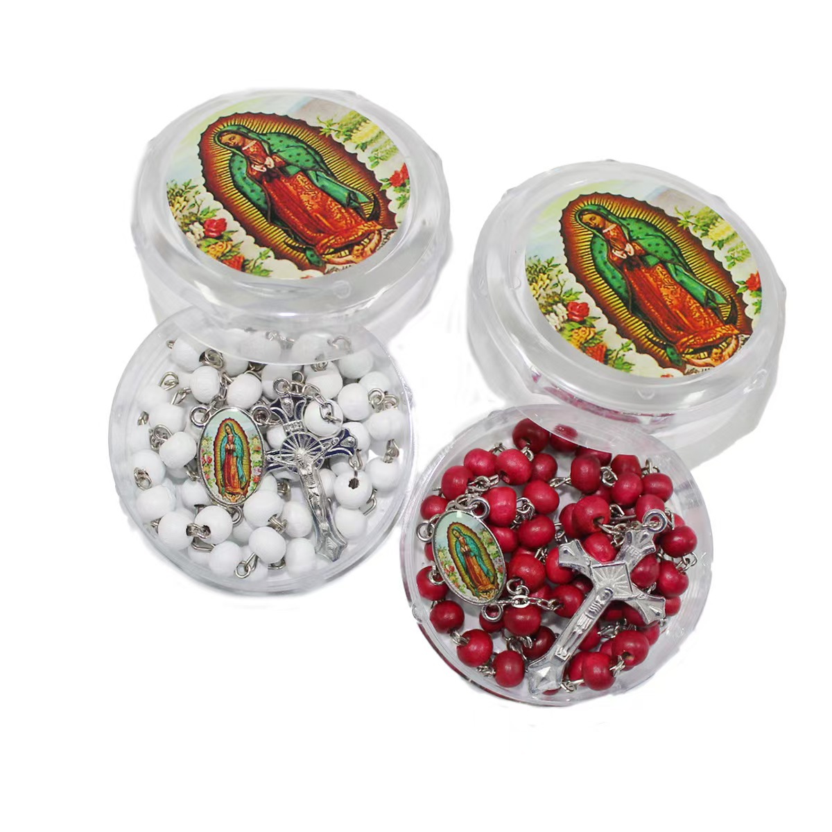 6mm Fragrant Wooden Bead Necklace Amazon Hot Sale Madonna Cross Necklace Handmade Rosary ROSARY Cross Border New