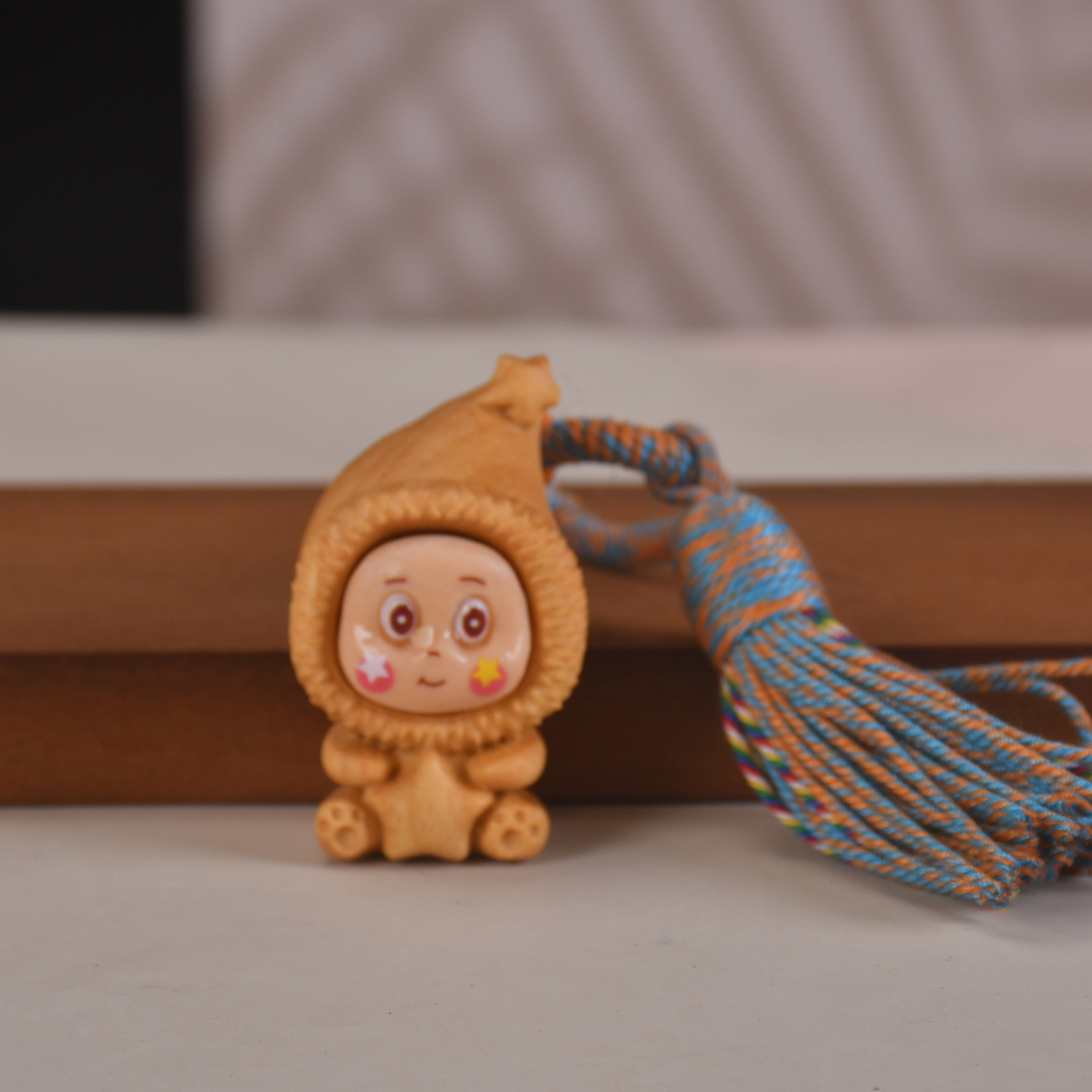 Rainbow Wood Internet Celebrity Healing Star Cartoon Cute Tassel Bag Keychain Toy Pendant Waist Badge Accessory