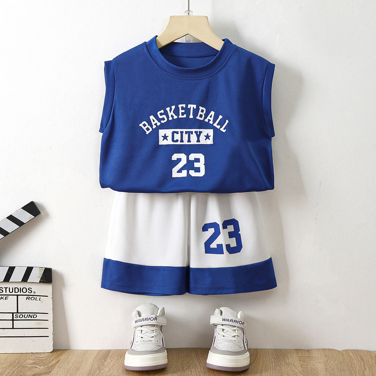 Children's Summer Vest Sports Suit Mesh Quick-Drying Western Style Casual Boys Sleeveless Thin Jersey Suit