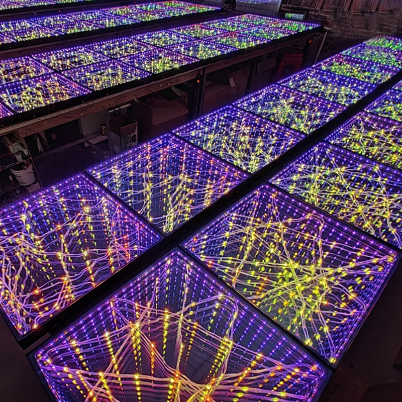 3D Starlight Dancing Floor Tiles Light Bar Party Magnetic Abyss Mirror Led Glowing Dance Floor Light Starry Sky Magnetic Attraction