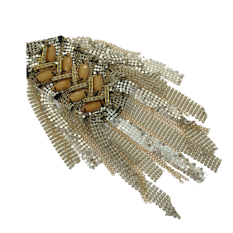 Korean Style Improved Luxury Super Flash Full Rhinestone Tassel epaulettes Brooch Stage Exaggerated Dress Accessories MC Suit