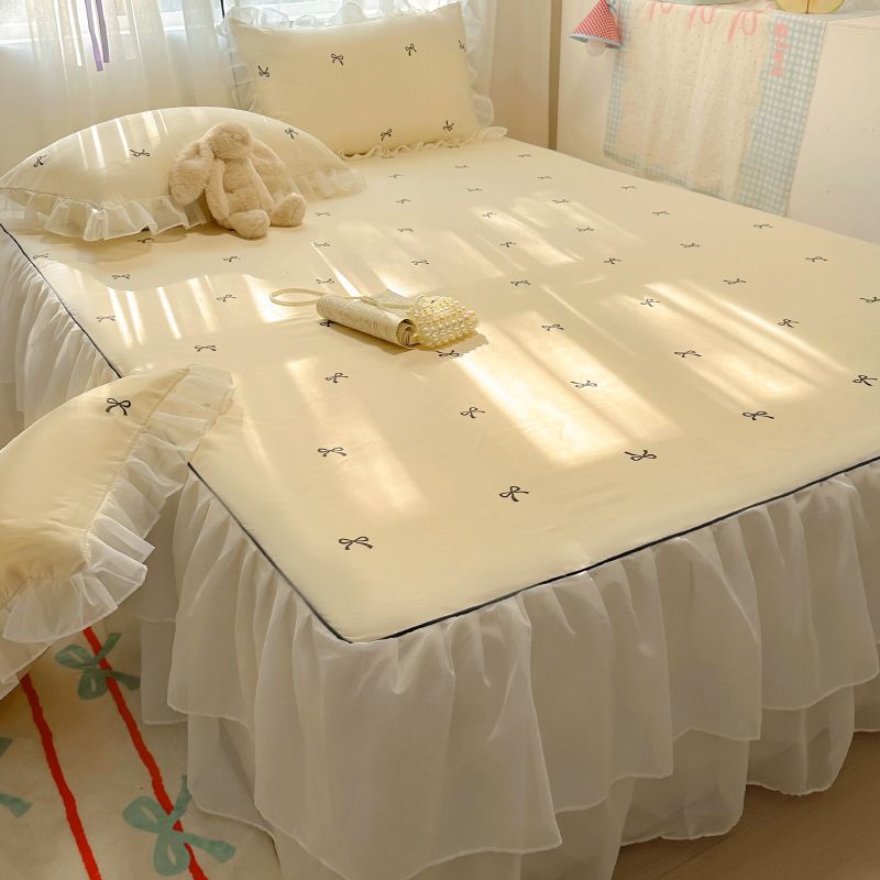 Летний мат класса A из ледяного шелка, трехкомпонентный набор, двойной слой кружева, машинная стирка, мягкий мат для кондиционирования, универсальный для общежитий