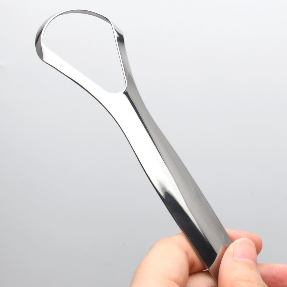 Cross-border Wholesale Stainless Steel Tongue Scraper Naked Tongue Brush Tongue Scraper Tongue Coating Cleaner Oral Cleaning Tool