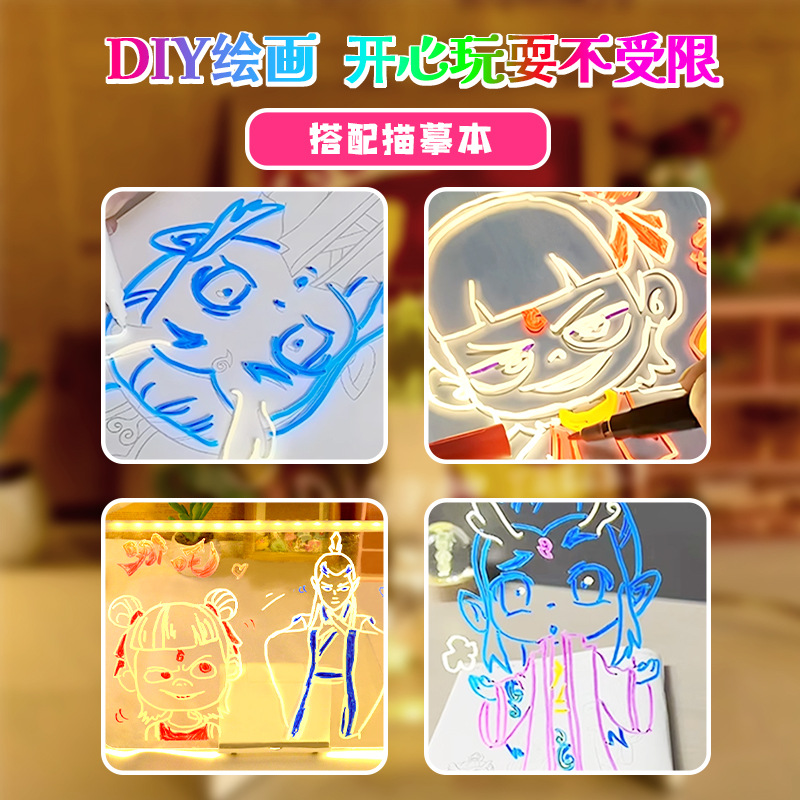 Luminous Drawing Board for Children, Erasable Drawing Board, Children's Day Gift, Night Market Stall, Shop Luminous Display Sign