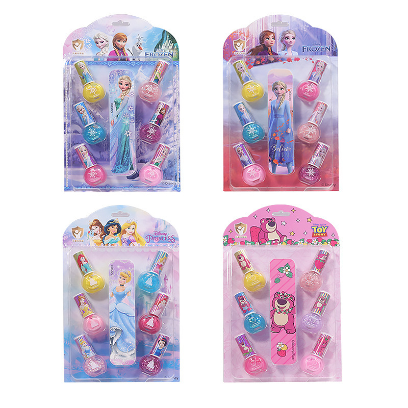 Disney Princess Elsa Little Girl Children's Nail Polish Water-based Peelable Tear Girl's Nail Art suit Toy
