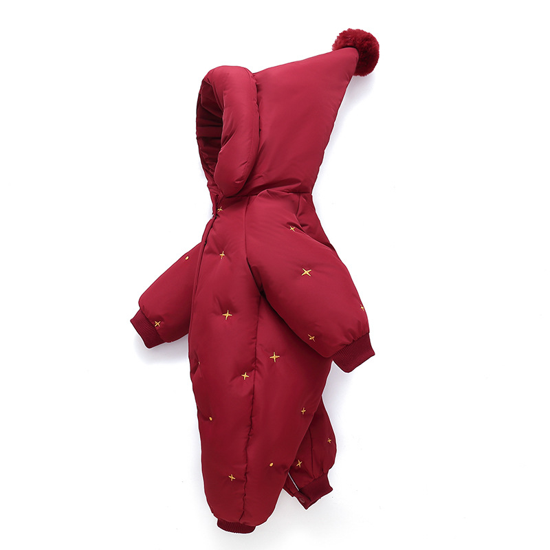 2025 Baby Boy and Girl Baby down Jacket Jumpsuit Infant Crawling Suit Thickeneded Newborn Red New Year's Greetings Suit