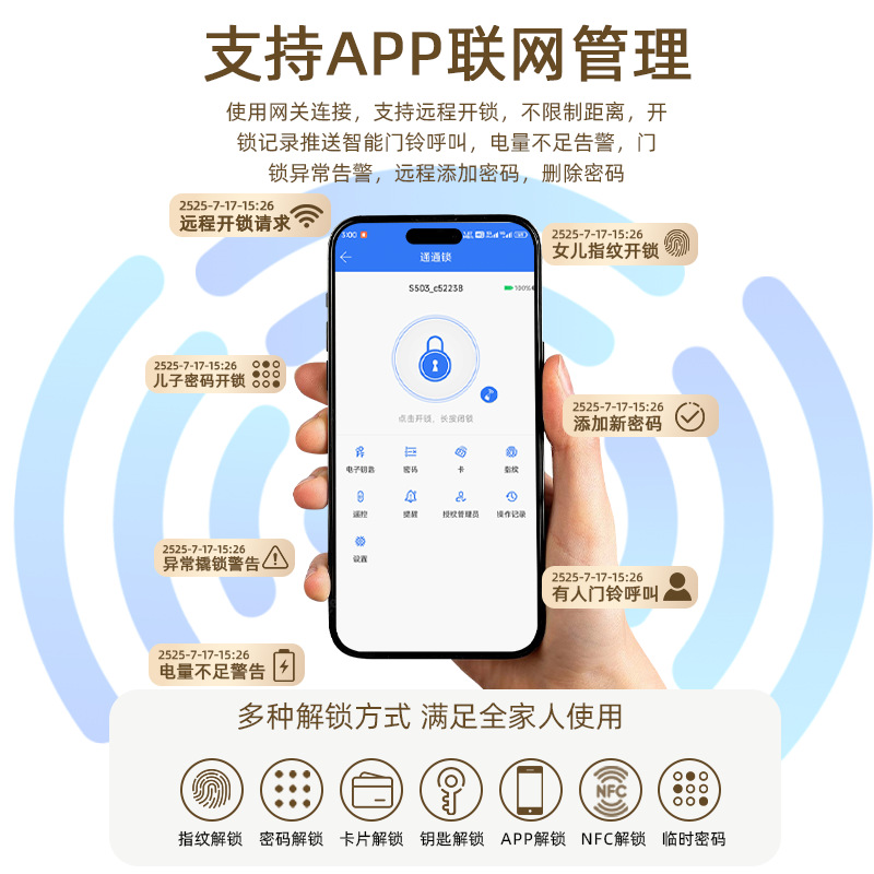 Smart Fingerprint Lock for Home Entry, Anti-Theft Door, Landlord Bluetooth Password Lock for Guesthouses, Hotels, and Apartments