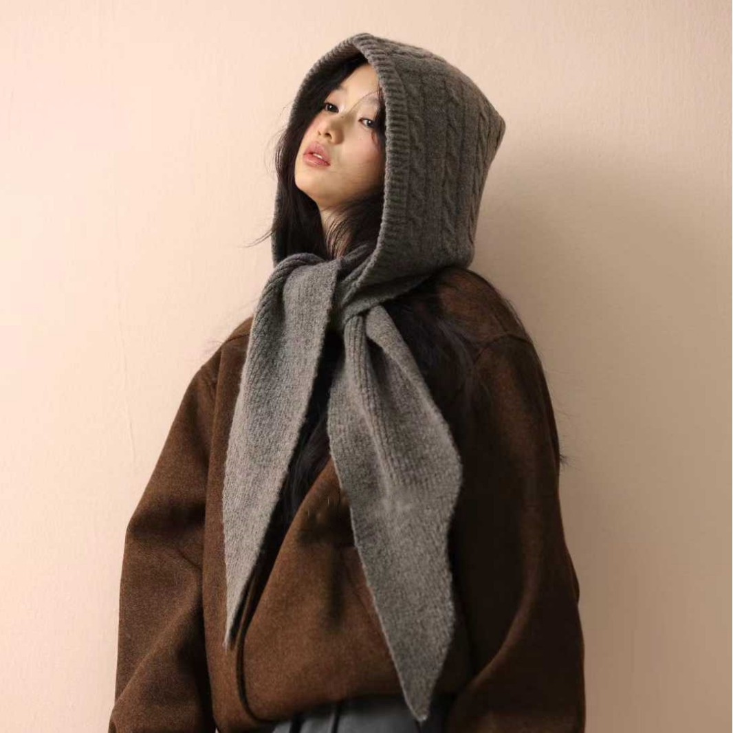 Upgraded Version ~ Red Wool Balaclava Hat for Women with Large Head Circumference, Winter Knitted Wool Hat and Scarf in One