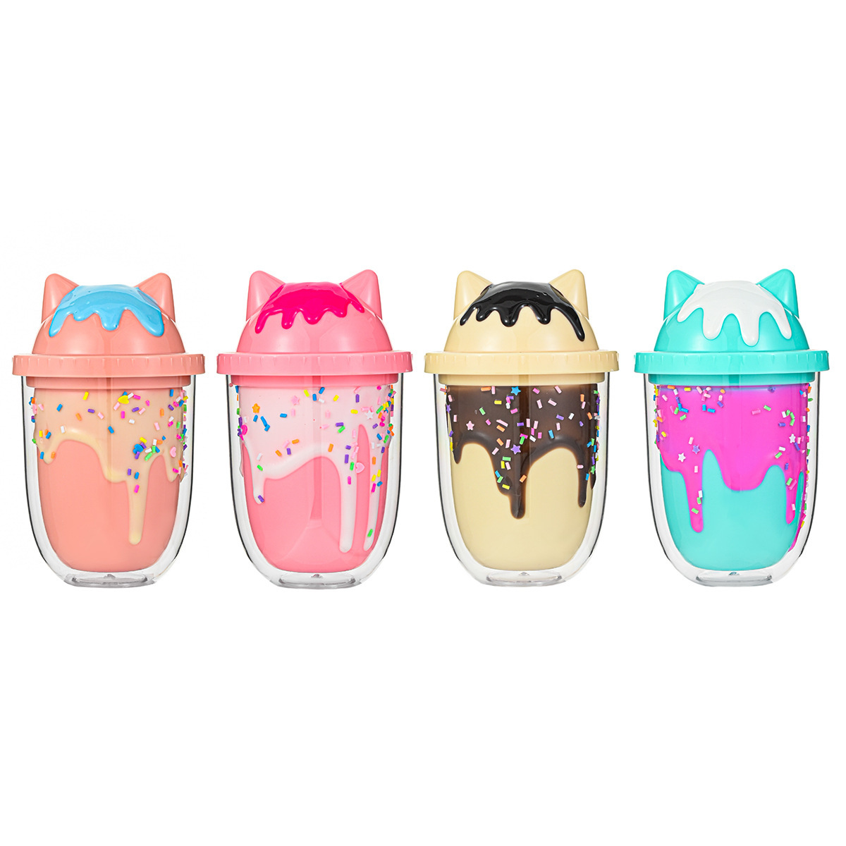 Оптовая продажа новой мультяшной парной чашки с присоской, креативная пластиковая чашка с ушками кота