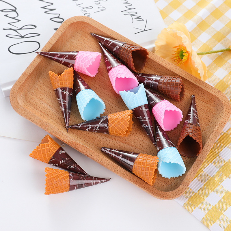 Creative Cone DIY Accessories Artificial Ice Cream Model Fake Crispy Cone Food Toy Material Package Ultra-Light Clay Hairpin