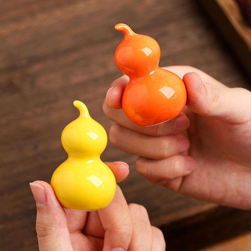 Ceramic Gourd Mini Ornaments, Cute and Colorful, Small Fresh Tea Pets, Tea Ceremony Accessories, Five Blessings and Colorful Gourds