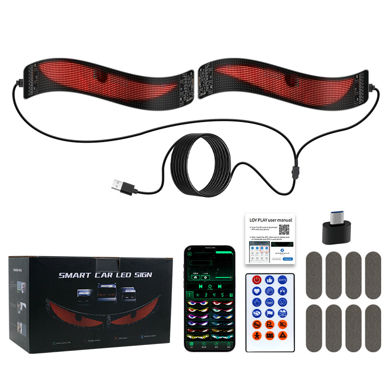 led soft screen car front and rear window glass rgb flexible display truck devil eye dynamic demon eye car lights