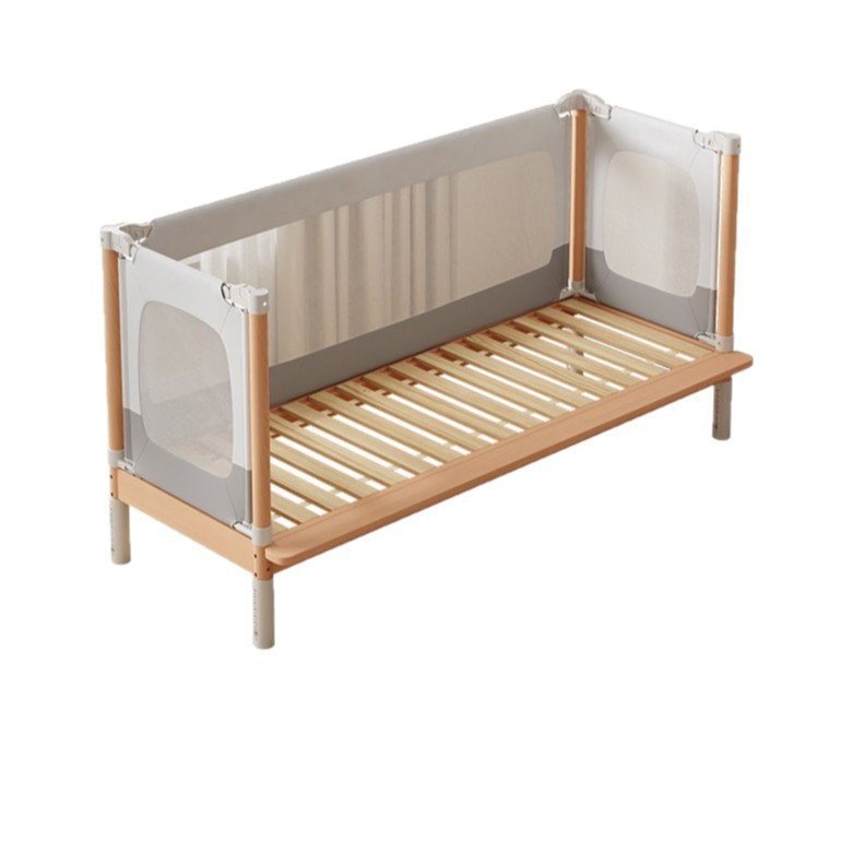 Beech Wood Spliced ​​Bed Crib Solid Wood Widened Bedside Flat Bed Seamless Liftable Guardrail Baby Children's Bed