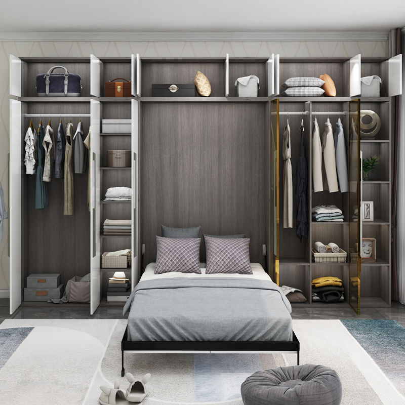 Bookcase Integrated Multifunctional Wardrobe Hidden Cabinet Folding Bed Double Desk Nap Study Wall Bed Invisible