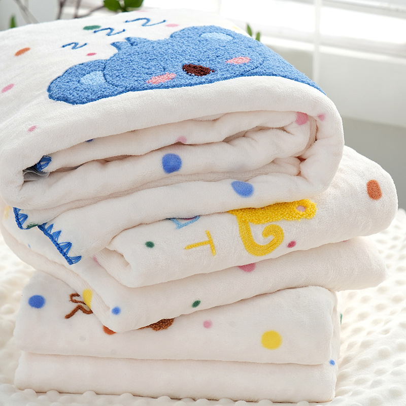 Milk Velvet Beanie Blanket, Thin, Soft and Comfortable, Kindergarten Baby Blanket, Cartoon Quilt, Multi-Purpose Blanket