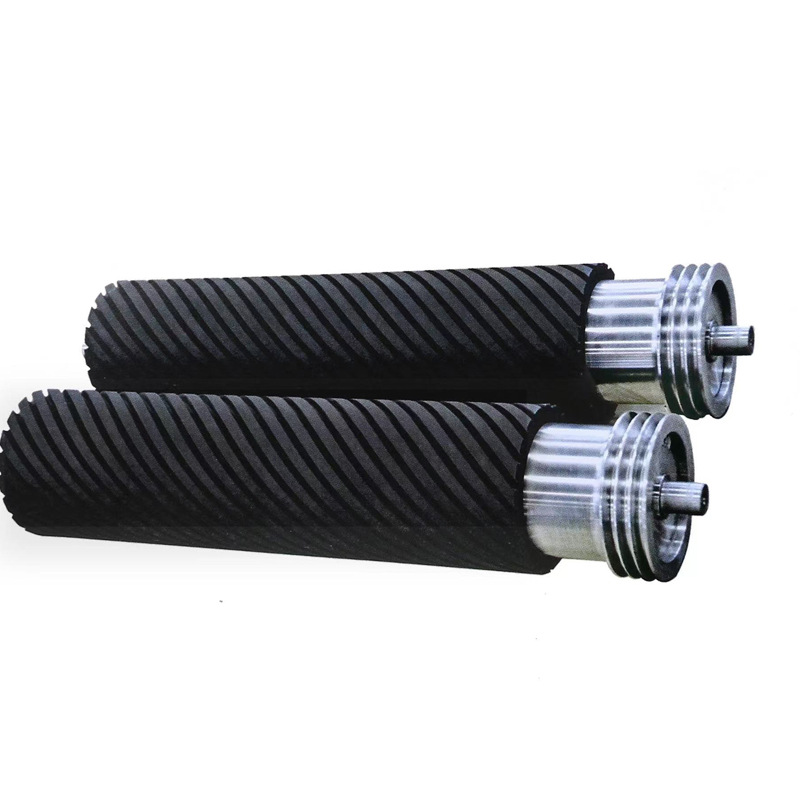 Printing Machine Laminating Machine Rubber Roller Spiral Groove Rubber Roller Roller Solvent-Resistant Rubber Roller Stainless Steel Roller Core Rubber Roller