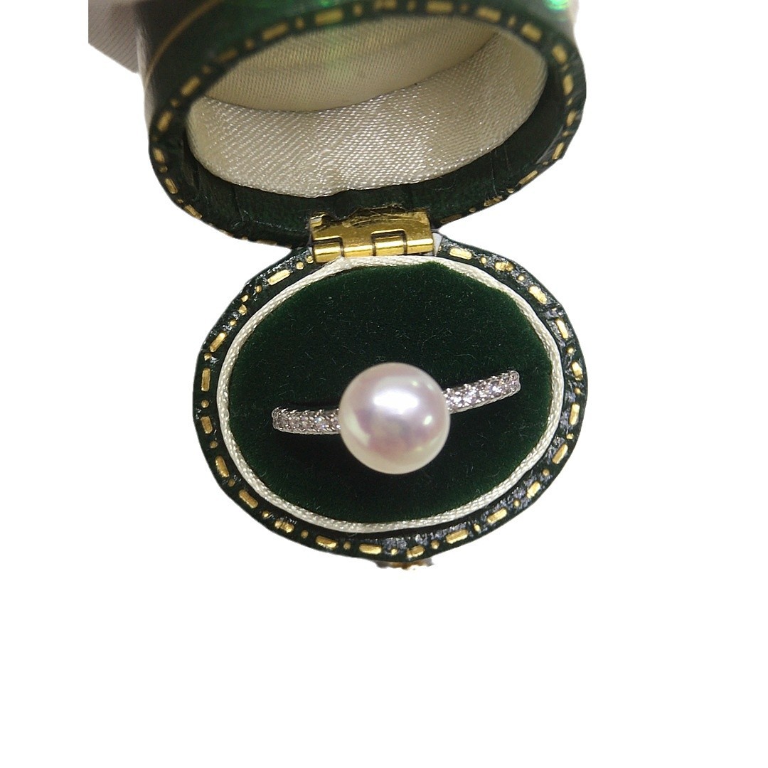 Zhuji Natural Freshwater Pearl Ring 18K Gold Electroplating Fashion Simple Zircon Single Bead Ring Live Wholesale