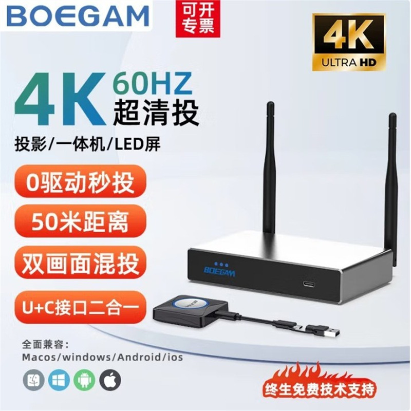 Беспроводной проектор Boegam HDMI 4Ktype-C для офисных встреч, подходит для проекции Bgcm40