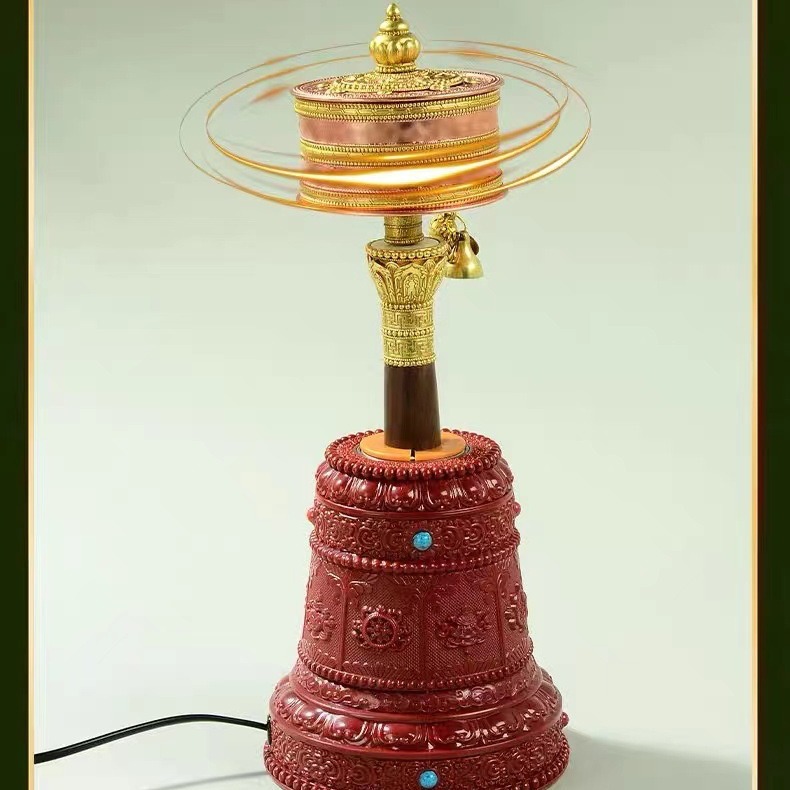 Electric hand crank electric rotating base resin base Xizang-style two-color variety of optional hand crank lotus eight auspicious