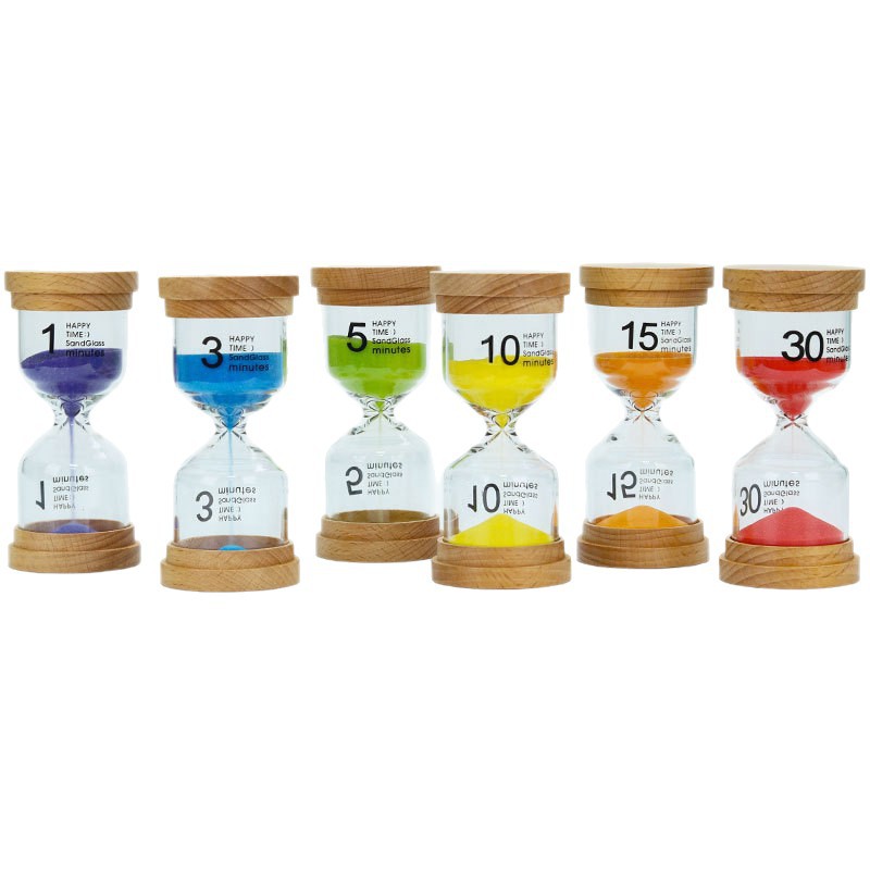 SOURCE Factory wholesale all kinds of creative wooden cover glass hourglass 1 minute to 30 minutes glass hourglass timer