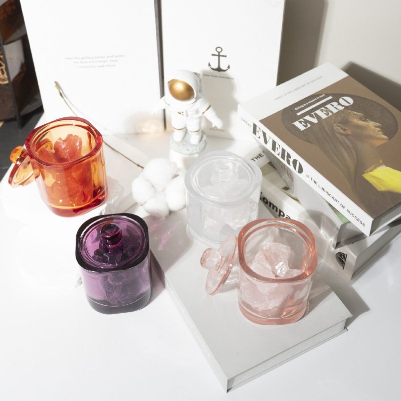 Fireless Aromatherapy Diffuser Stone Colored Glass Jar Crystal Rough Stone Ornaments Glass Cup Fragrance Cup Souvenir