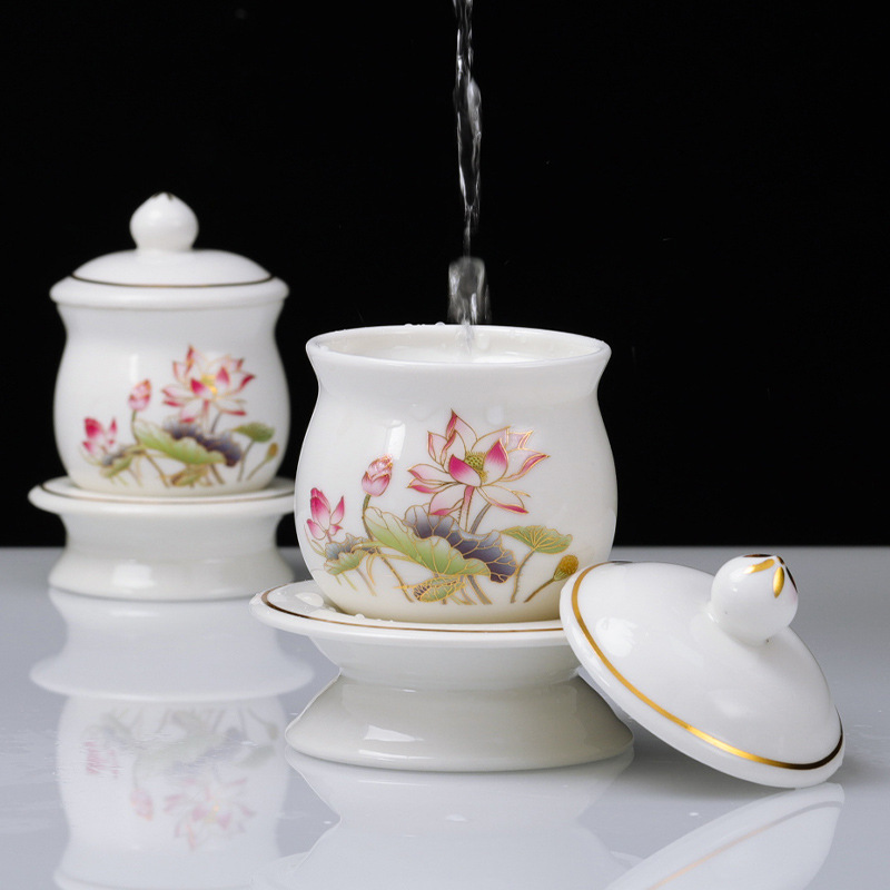 Расписная керамическая чаша для подношений, ритуальная чаша для фруктов, чаша для воды, ритуальные украшения для зала Будды, оптовая продажа