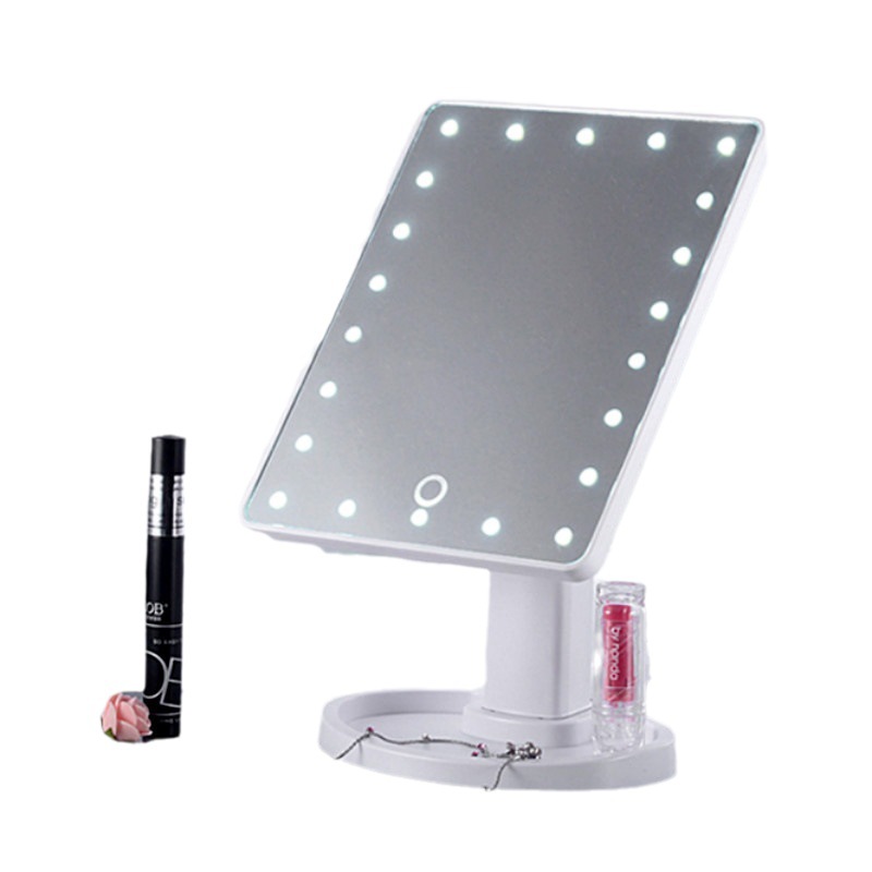 Portable Princess Mirror Wash Cleaning Makeup Beauty Mirror with Light Touch Screen Desktop LED Light Square Dressing Mirror