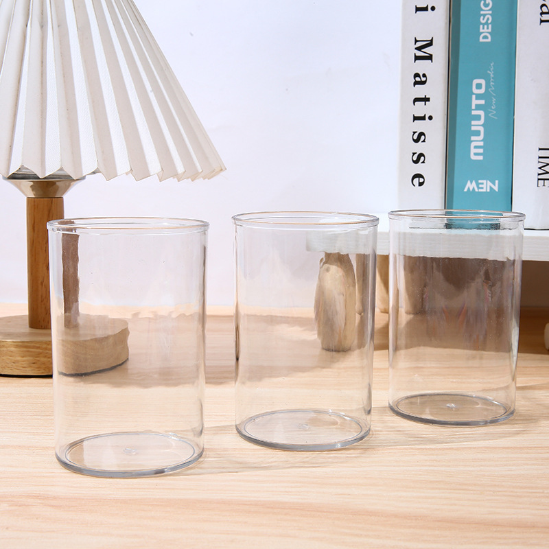 Cylindrical Transparent Acrylic Pen Container Student Classroom Desk Storage Bucket ins Unprinted High Color Value Storage Box