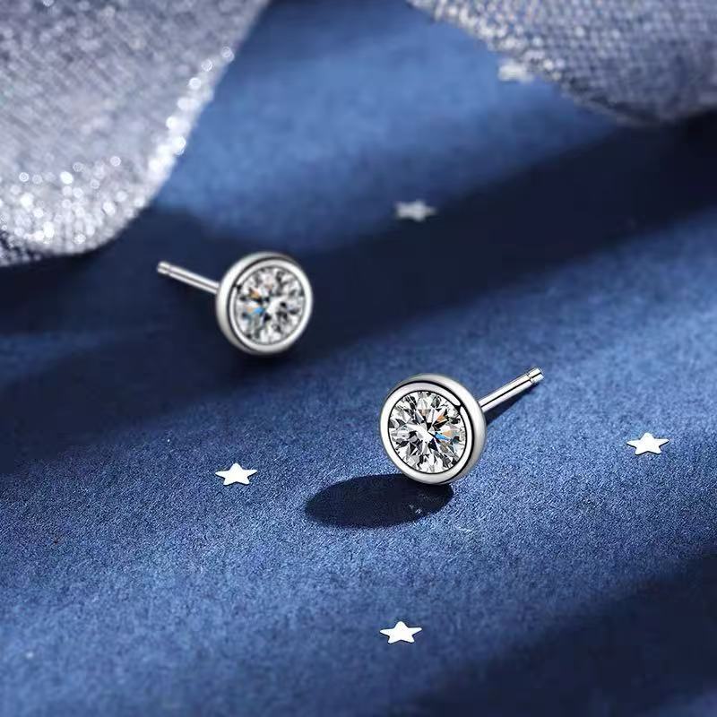 Platinum Pt950 Cultivated Diamond Bubble Earrings Fashion Easiest for Match Classic Bubble Earrings Women's Earrings Factory Direct Sales