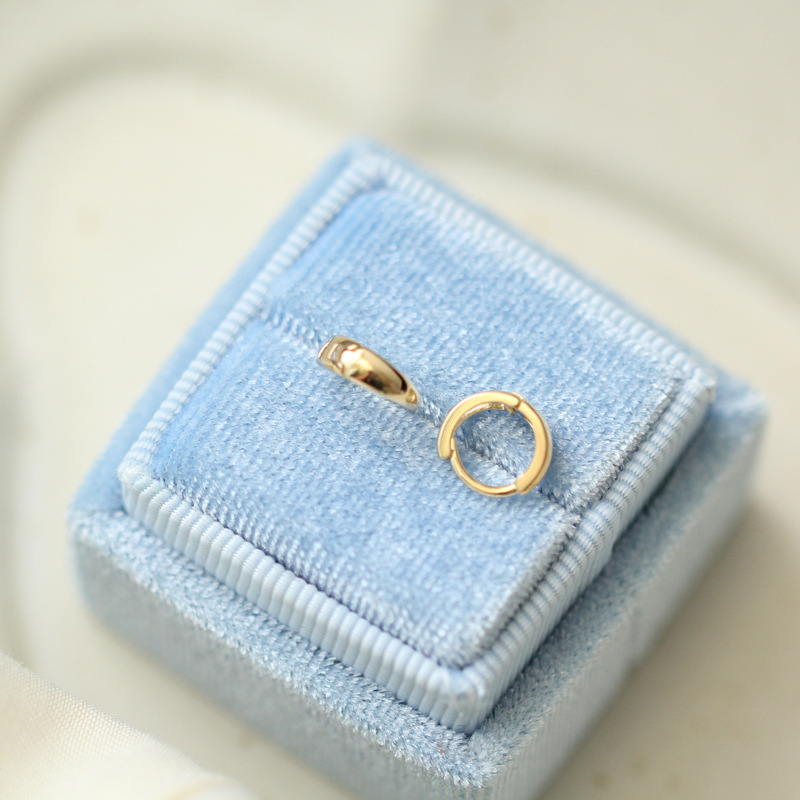 9K gold plain ring temperament retro unique earrings for summer Women summer design sense of Fairy