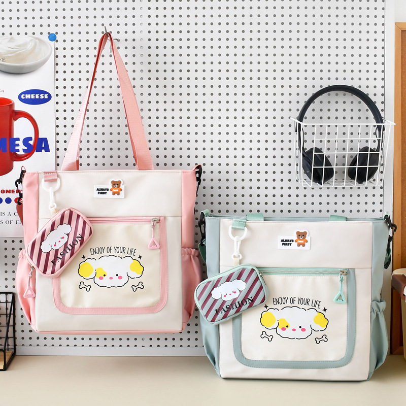 Cute Contrast Color Crossbody Bag Women's Small Fresh Style Girl's Large Capacity Shoulder Bag Student's Class Schoolbag Trendy Handbag