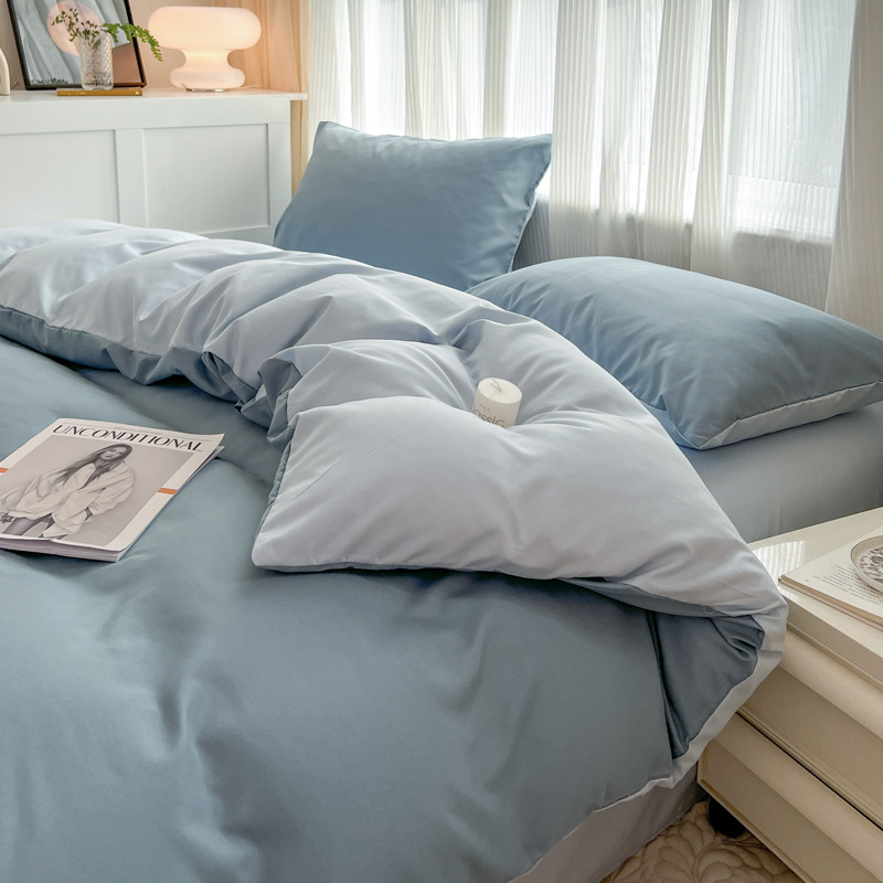 Оптовая продажа однотонного четырехпредметного комплекта, сандированное покрывало, летнее постельное белье для студентов
