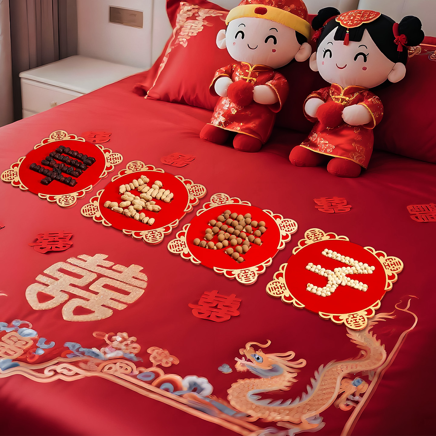 Early Birth of a Precious Child Mold Board Dried Fruit Combination Men's Wedding Room Decoration Decorative Bed Ornaments Wedding Supplies Collection