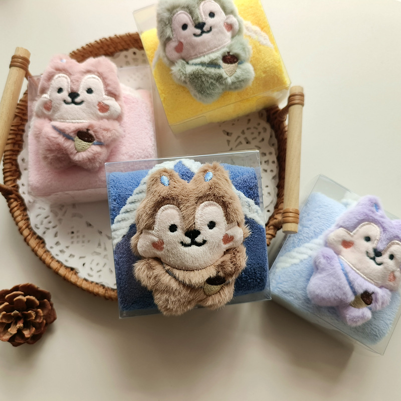 Cute Nuts Squirrel Towel Thickened Coral Fleece Towel Hand Gift Children's Baby Gift Style Towel