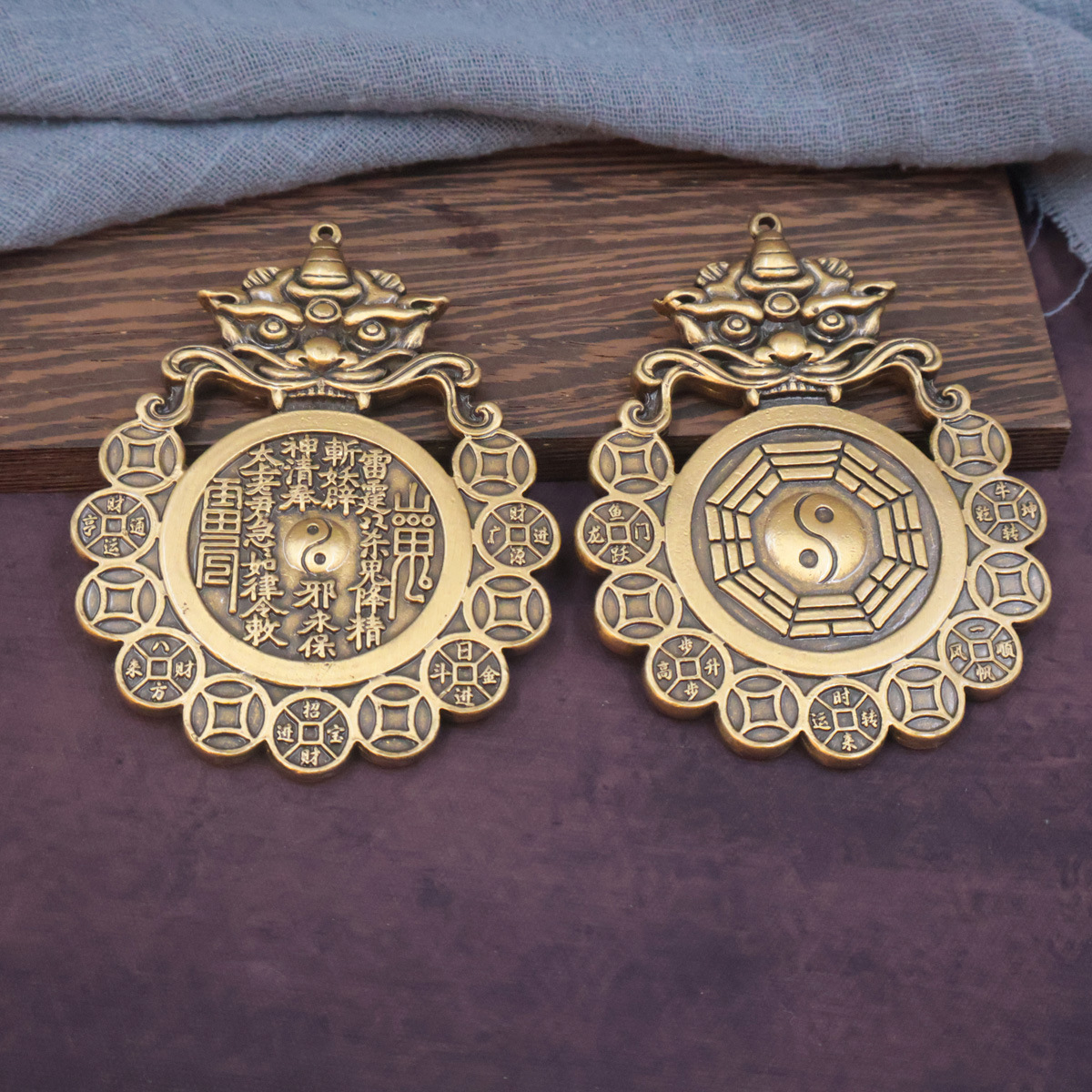 Бронзовый кулон с головой зверя Багуа, дух гор, подвеска для автомобиля, украшение Фэншуй