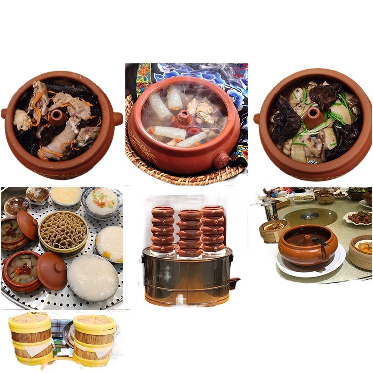 Yunnan Jianshui Purple Pottery Steamer Chicken All-In-One Household Electric Pot Special Set Casserole Purple Clay Steamer Commercial Restaurant